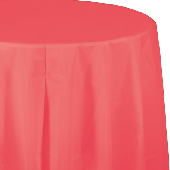 Touch of Color Coral Round Plastic Tablecloths 3 Count (DTC703146TC)