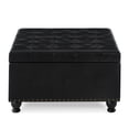 thumbnail image 5 of GZXS Upholstered Storage Ottoman in Black PU, Button-Tufted Large Footrest with Wooden Spindle Legs, Flip-Top Storage Box, Easy Assembly, 5 of 9