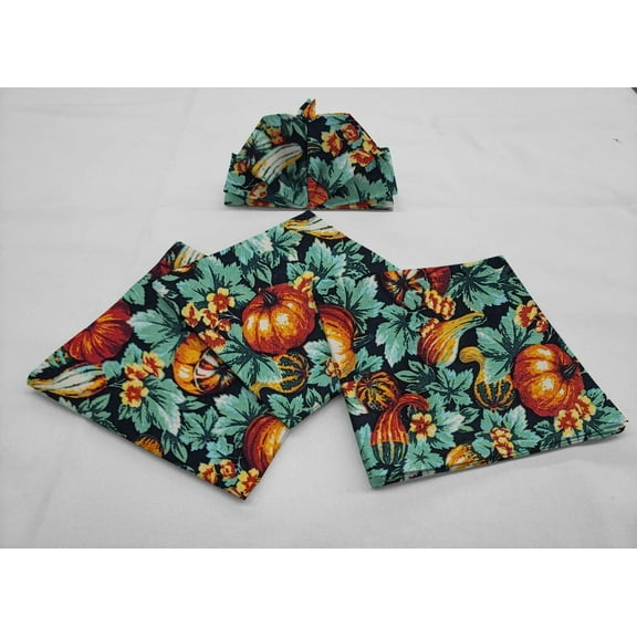 Pumpkins & Gourds Cloth Napkins by Penny's Needful Things (Set of 4) (Small Pumpkins & Gourds)