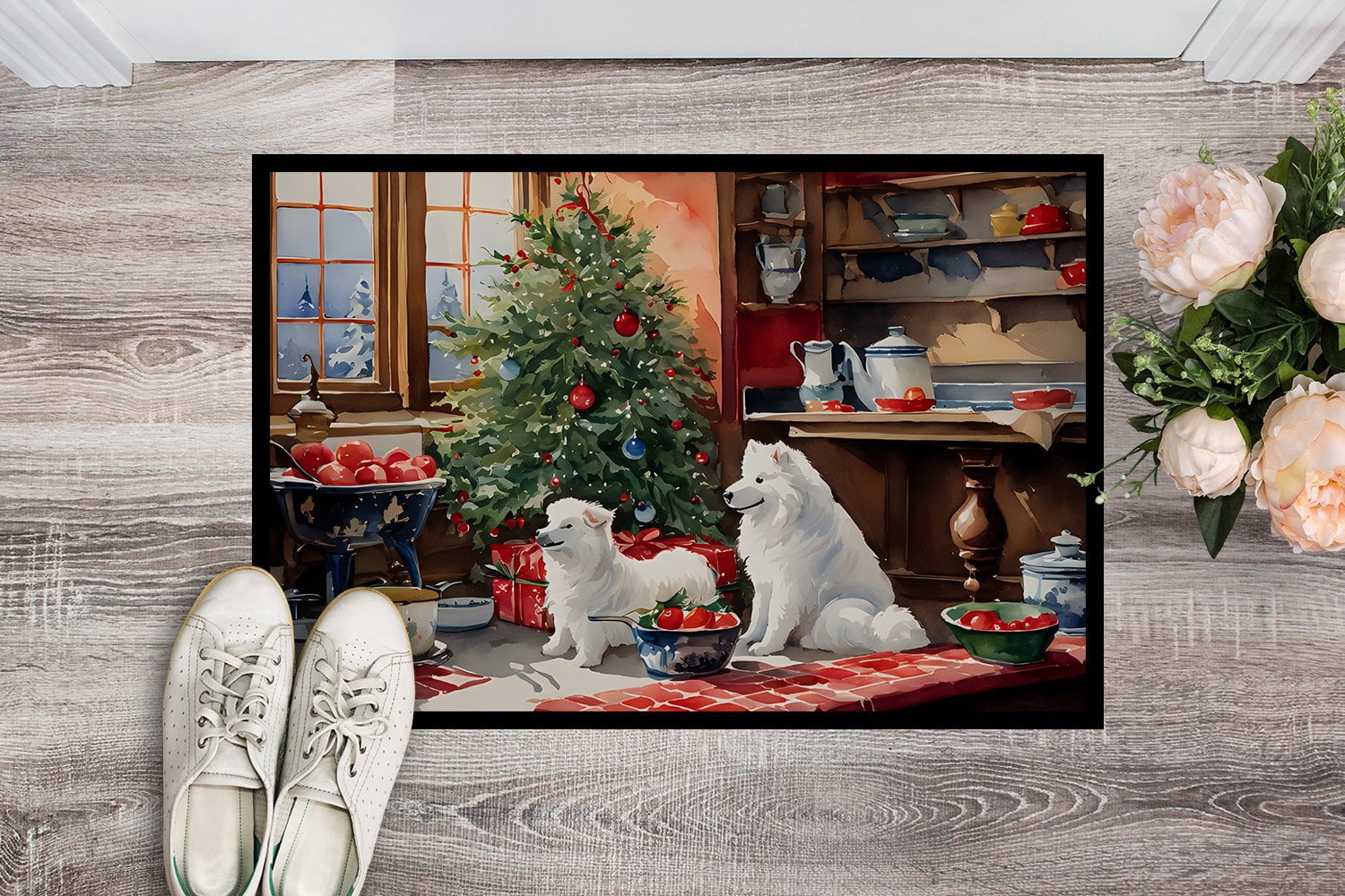 Carolines Treasures DAC3877MAT 18 x 27 in.  Samoyed Christmas Cookies Doormat