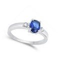 thumbnail image 4 of Oval Blue Simulated Sapphire Solitaire Bridal Ring .925 Sterling Silver Band CZ Female Size 7, 4 of 4