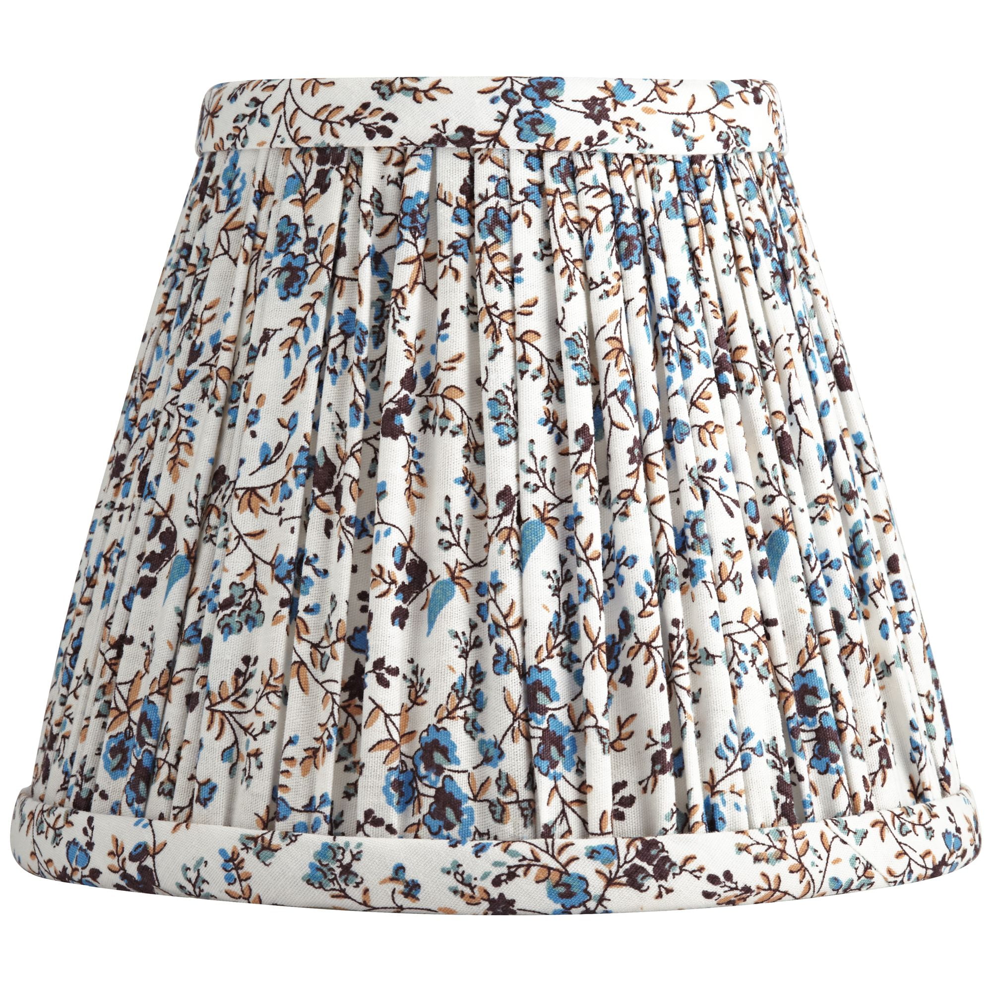 Springcrest Nelle 3 1/2" Top x 6" Bottom x 5" High x 5" Slant Print Lamp Shade Replacement Set of 8 Blue Cream Floral Clip On Candelabra
