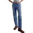 thumbnail image 3 of Women Middle Waist Light Washed Straight Leg Denim Pants Casual Ankle Jeans, 3 of 7