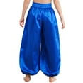 thumbnail image 5 of TTAO Child Belly Dancer Satin Pants Crop Top Sets for Kids Belly Dance Performance Halloween Tribal Arabic Clothes Blue-A 10, 5 of 6