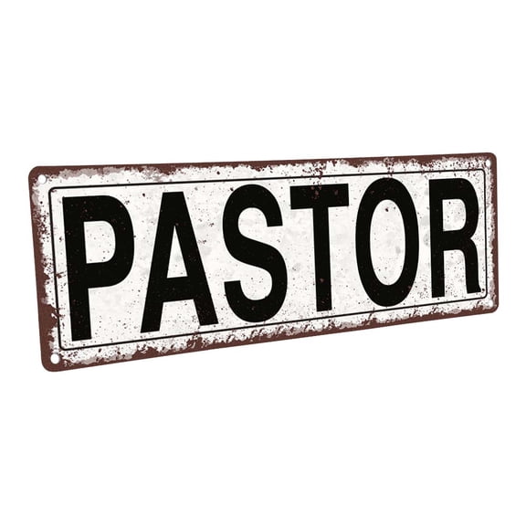 Pastor 4"x12" Metal Sign, Wall Décor for Home and Office