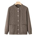 thumbnail image 2 of Arlun Women's Fall Winter Knitted Cardigans Sweater with Pockets Soft Comfy Thermal Button down Cardigan Crewneck Long Sleeve Solid Color Outerwear for Elderly, 2 of 8