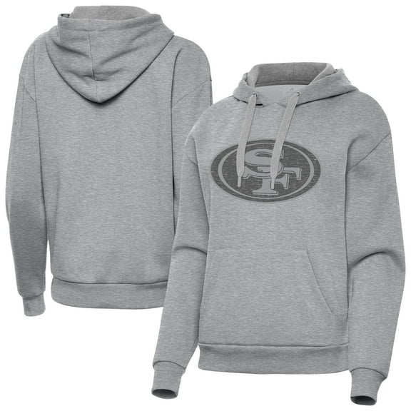 Women's Antigua Heather Gray San Francisco 49ers Victory Hoodie