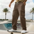 thumbnail image 4 of cfhntfmh Pantalon Cargo Décontracté pour Homme, Randonnée, Cordon de Serrage, Pantalon d'Extérieur avec Multiples Poches, Extensible, Joggers d'Entraînement (Brun, XX-Grand), 4 of 7