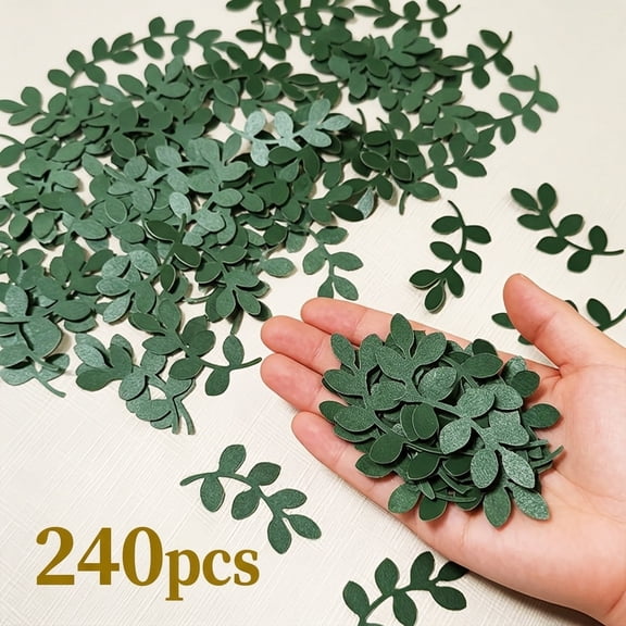 Olexman 240pcs Green Paper Leaf Confetti Table Scatter Decorations for Birthday Wedding Bridal Shower DIY Crafts Photo Backdrop
