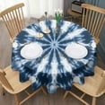 thumbnail image 3 of Blue Tie Dye Starburst Pattern Round Tablecloth 60"x60",Wrinkle Wipeable Table Cloth for Kitchen Dining Room Picnic Patio Party, 3 of 6