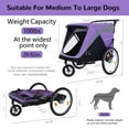 thumbnail image 5 of 2-in-1 Dog Bike Trailer, Heavy Duty 100lbs Pet Stroller Cart Bicycle Carrier, Easy Folding Cart Frame with Quick Release Wheels and Internal Leash, Purple, 5 of 9