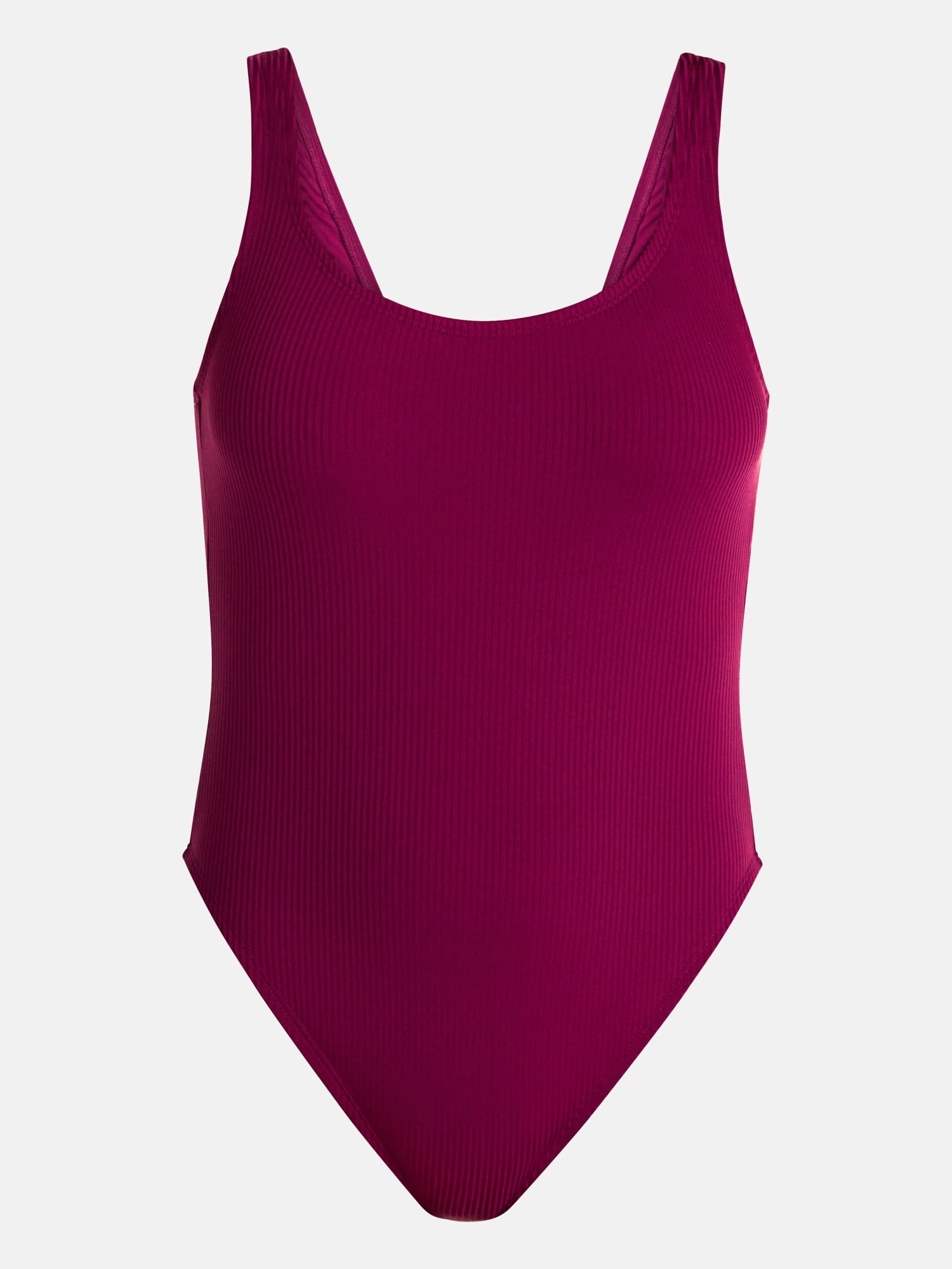 Time and Tru Women's and Women's Plus Ribbed Scoop Neck One Piece Swimsuit, Sizes XS-2X