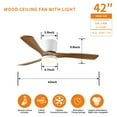thumbnail image 2 of Tower Fan 42 inch Wood Ceiling Fans with Lights and Remote, Modern Flush Mount Low Profile Ceiling Fan with Light, 6 Speed, Reversible DC Motor, for Bedroom/Outdoor/Farmhouse/Patios,Box Fan, 2 of 9