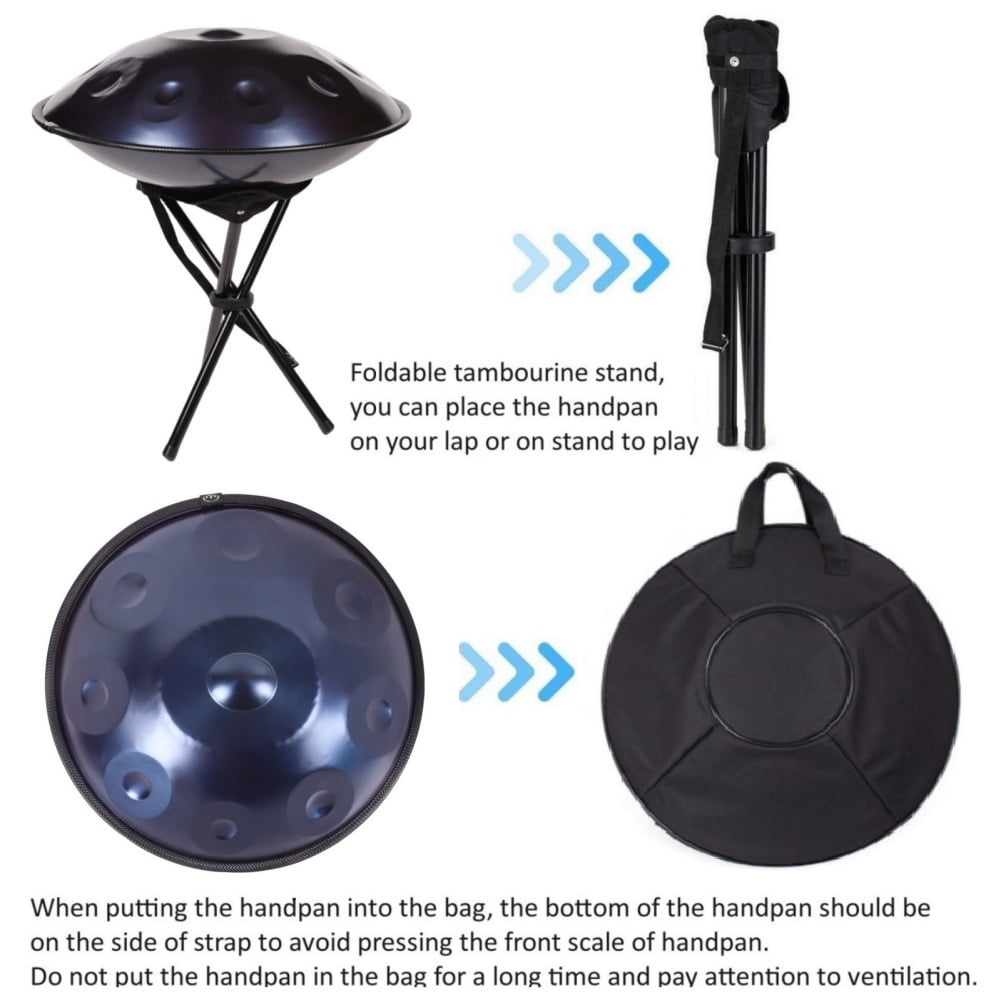 Latourreg 440HZ D Minor 18Inch Blue 9 Notes Hand Pan Percussion Musical Drum with Soft Bag