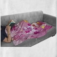 thumbnail image 6 of Pink Soft Flannel Fleece Throw Blanket, Girl with Wings Sitting on the Moon Unicorn Castlend the Stars Illustration Print, Cozy Plush for Indoor and Outdoor Use, 50" x 70", Pink, by Ambesonne, 6 of 6