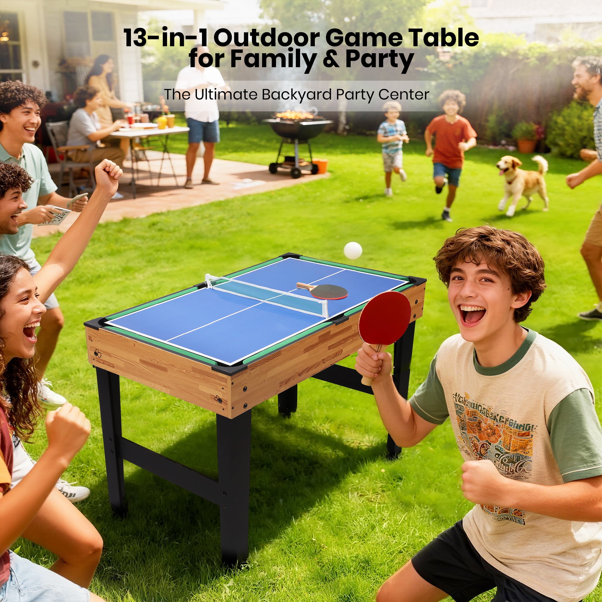 GVDV 13-in-1 Multi Game Table,48"Combo Game Table with Basketball,Foosball,Billiards,Shuffleboard,Bowling,Table Tennis,Chess and More for Game Room