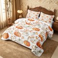 thumbnail image 3 of Erosebridal Pumpkin Leaves Twin Quilt Set 2 Pieces,Fall Harvest Twin Coverlet Set,Peach White,1 Bedspread and 1 Pillowcase, 3 of 7