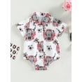 thumbnail image 2 of Cenuakty Western Baby Shirt Romper, Short Sleeve Cow Print Button Up Lapel Bodysuit Newborn Clothes, 2 of 9
