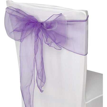 

Trimming Shop Dark Purple Organza Sashes Chair Cover Assorted Colour Fuller Bow Sash Ribbon for Birthday Wedding Banquet Party Event Decoration 17cm x 280cm 25pcs
