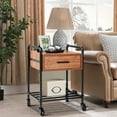 thumbnail image 3 of Costway 2PCS 2 Tier End Coffee Table Nightstand Sofa Side W/ Drawer & Wheels, 3 of 10