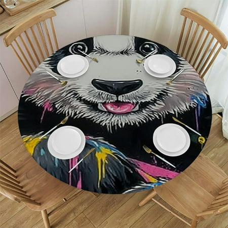 

Patifu Panda Bear Graffiti Art Round Tablecloth Stain-Resistant Washable 100% Polyester for Home Kitchen Outdoor Decoration 54 -58