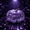 thumbnail image 2 of Halloween Sparkling Mirror Glass Pumpkin Decor High Gloss Reflective Tile Ornament Faux Stem Pumpkin Statue for Tabletop Mantel Fall Harvest Home Decoration, 2 of 7