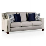 Furniture of America Brill Transitional Fabric Nailhead Sofa in Light Gray