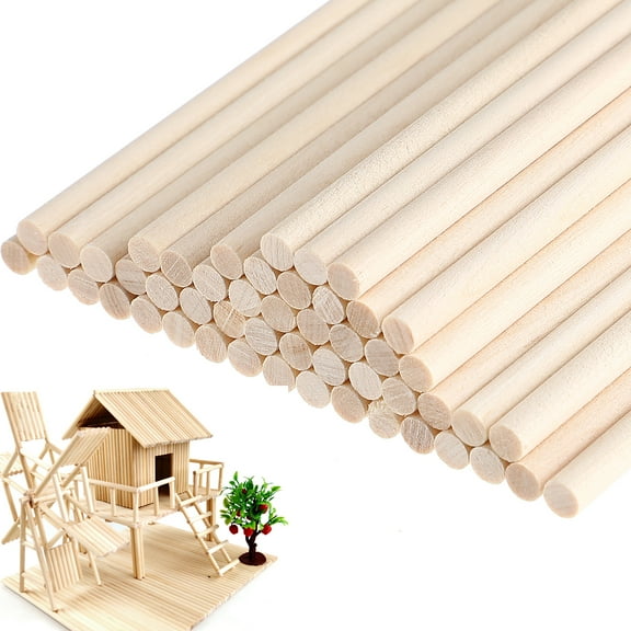 100 Pcs Wood Dowel for Craft Plant Support Sticks Crafting Supplies