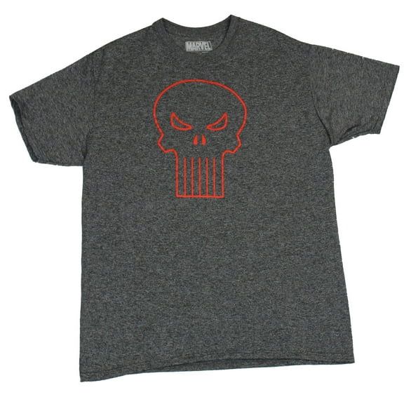 The Punisher (Marvel Comics) Moisture Wicking Mens T-Shirt - Red Outlined Logo (Large)