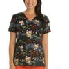 Nightmare Before Women's Fashion Collection Halloween Jack-O-Lantern Print V-Neck Scrub Top