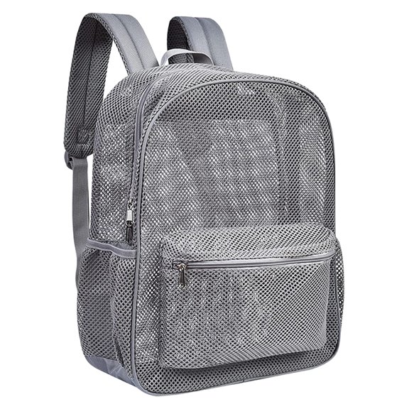 Grey Mesh Backpack, 17X11.8X5.51 inch Breathable Mesh Daypack, Lightweight Travel Storage Backpack, Mesh Bookbag with Zipper, Outdoor Casual Mesh Rucksack, Multi Pocket Commute Backpack