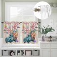 thumbnail image 5 of Kitchen Window Curtains Valance and Tier Set, Farm Blue Truck Rose Flower Easter Egg Rod Pocket Tier Curtain Valance Set, Spring Cherry Vintage Linen Light Filtering Cafe Curtains for Bedroom, 5 of 9