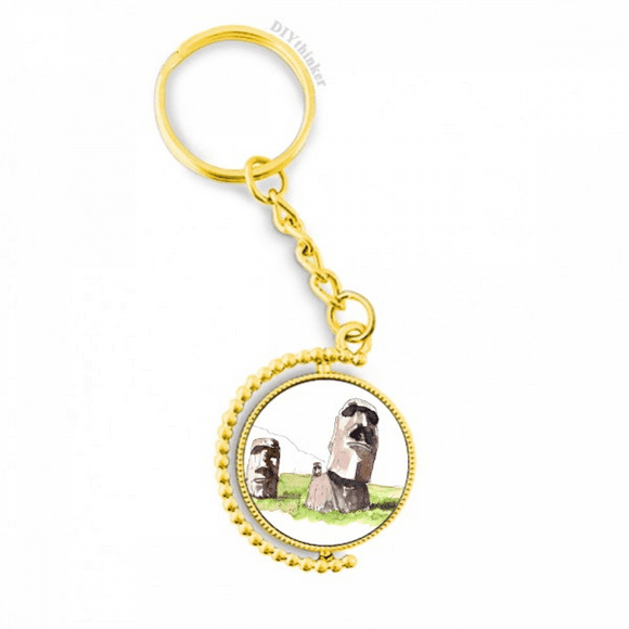 moai statues in easter island metal connector key chain accessory en keyholder