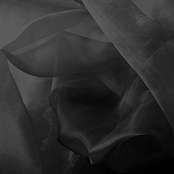 DECORATIVE SILK INC. Sparkle Crystal Sheer Organza Fabric Shiny 60" inch wide by the yard (Black)