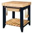 thumbnail image 3 of Linon Kolton Butcher Block Kitchen Island 2 Baskets in Black/Natural Wood, 3 of 11