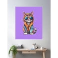 thumbnail image 2 of Hippie Cat Poster Wall Art, Modern Wall Decor, 8x12 UNFRAMED, 2 of 3