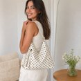 thumbnail image 5 of MYUNNIL Polka Dot Tote Bag for Women, 9.8 x 10.7" Vintage Large Capacity Adjustable Shoulder Strap Crossbody Bag with Tassel Zipper Pocket, Soft Durable Portable Purse for shopping Daily Use, White, 5 of 5