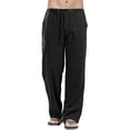 thumbnail image 2 of Men's Elastic Waist Slouch Wide Leg Pants Solid Pockets Drawstring Trousers Lounge Bottom, 2 of 2