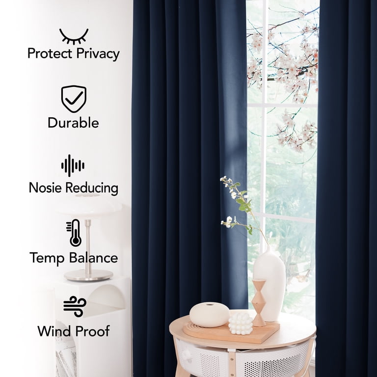 Deconovo Blackout Curtains 52x84 Navy Blue 2-Panel Set photo 5