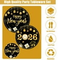 thumbnail image 3 of Tumao New Years Plates and Napkins Party Supplies, Happy New Years Party Decorations, Black Gold Theme Tableware Set for Happy New Years 122Pcs 20 Guests, 3 of 6