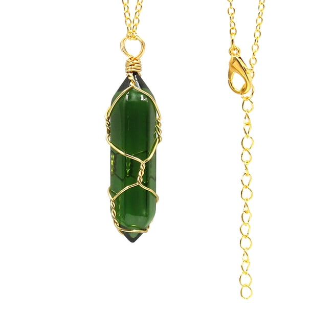 Collar para mujer, joyería para mujer, colgante de cristal de chakra con punta hexagonal de piedra de cuarzo natural para collar.