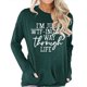 thumbnail image 3 of Jersey de cuello redondo para mujer, jersey de manga larga transpirable con patrón de alfabeto, Tops para mujer con bolsillo para uso diario, verde oscuro XL, 3 of 6