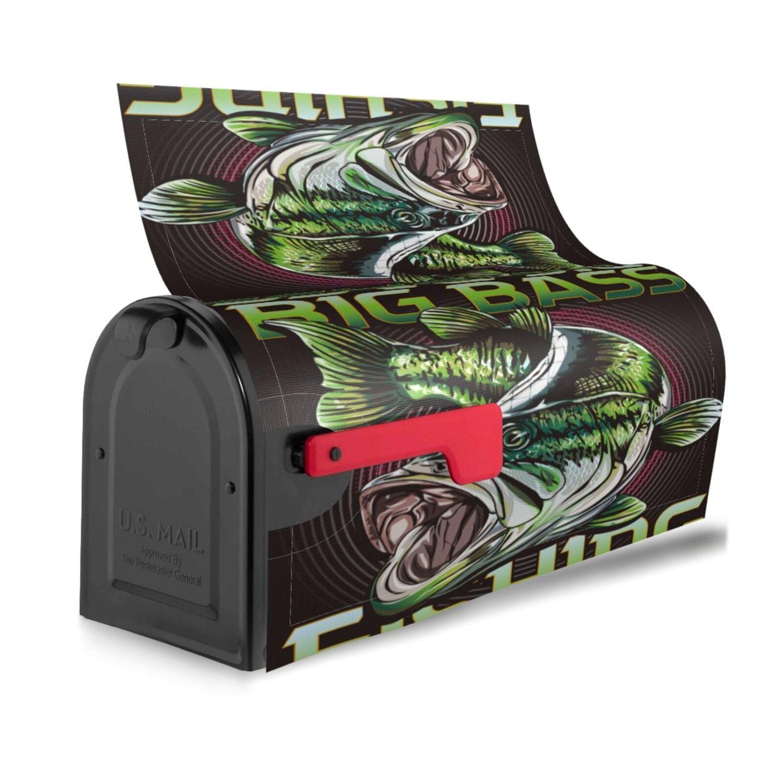 Xecao Big Bass Fish for Mailbox Cover with Magnetic Strips, Waterproof and Sunscreen, Adds a Decorative Touch to Your Garden Yard-25.5x21 in