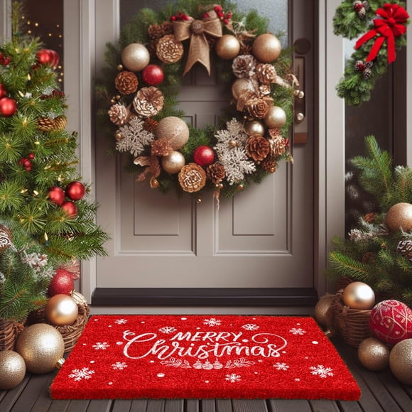 Felpudo navideño Rug Luxurux Premium de fibra de coco, 43 x 76 cm