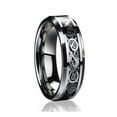 thumbnail image 3 of Tungsten Carbide 8MM/6MM For Him & Her Celtic Dragon Over Black Carbon Fiber Inlay Wedding Band Ring Set, 3 of 4