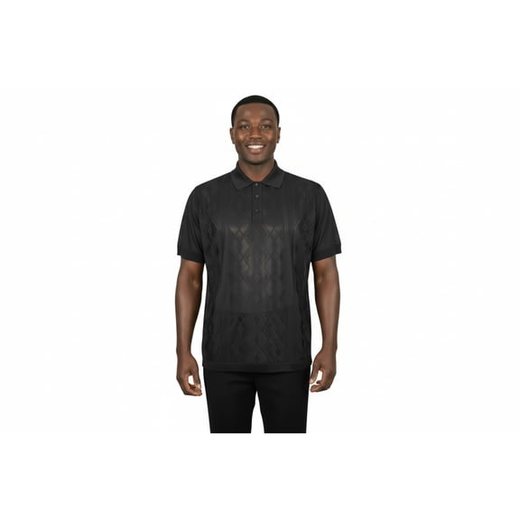 Mens Polo Shirt Slinky Sheer Short Sleeves Soft Touch by Stacy Adams 57007 black