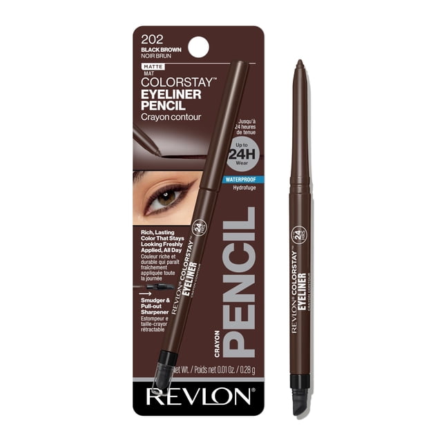 Revlon ColorStay Waterproof Eyeliner Pencil Black Brown with Built In Sharpener