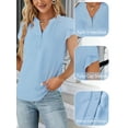 thumbnail image 4 of VDJ Women Blouses Summer Short Sleeve Button V Neck Trendy Shirts Casual Dressy Tops for Ladies, 4 of 7