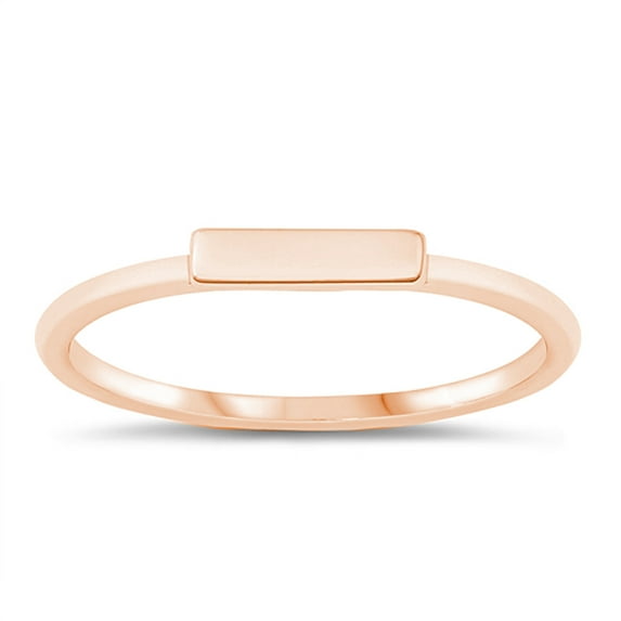 All in Stock Rose Gold-Tone Sterling Silver Single Bar Stackable Ring Size 10
