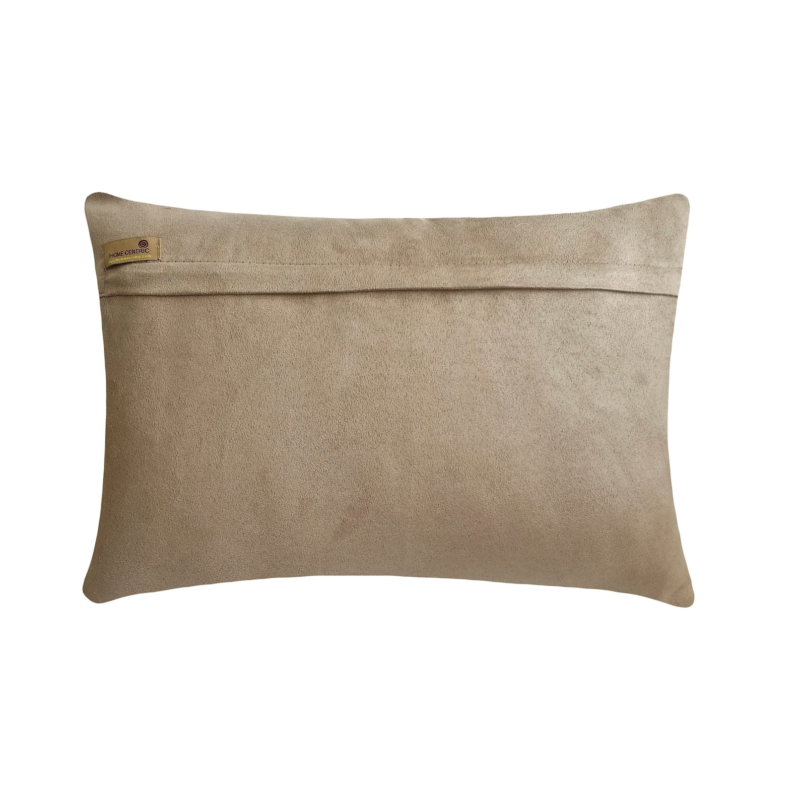 The HomeCentric Designer Beige Pack of 2, 12"x18" (30x45 cm) Lumbar Pillow Cover, Faux Leather Lounge, Taupe Champagne Oblong Pillow, Patchwork Pattern Modern Style - Maverick